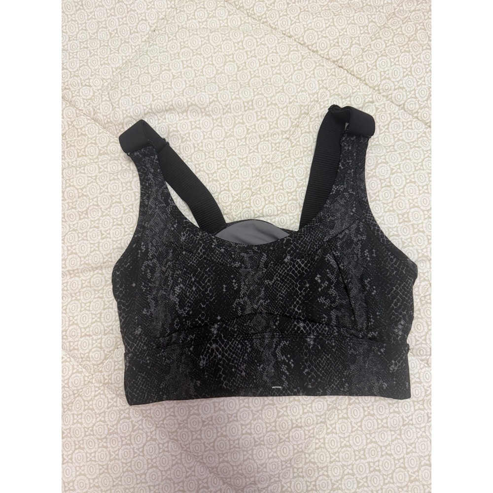 Varley Womens Snakeskin Print Sports Bra Black Gray Adjustable Straps Size S
